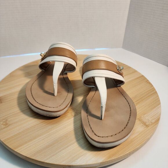 COACH Eileen Turnlock Slide Sandals Flip Flops Chalk Nude Sz 7.5 in open box - Picture 1 of 16